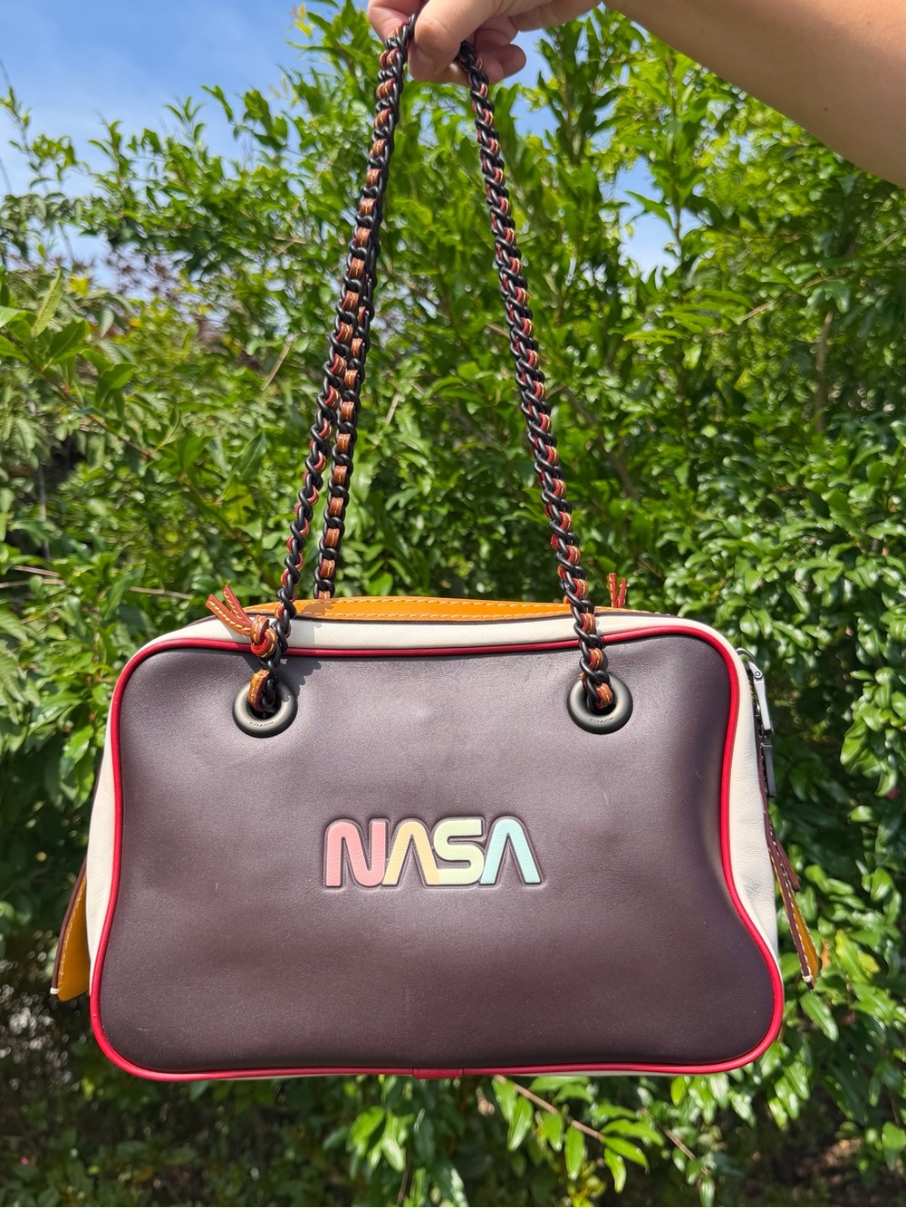 Coach Dylan Satchel With Embossed Space NASA Glovetanned Leather Shoulder Bag